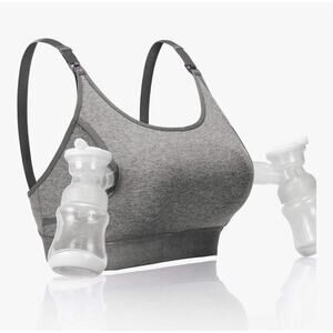 Momcozy Hands Free Pumping Bra Adjustable Breast-Pumps Holding and Nursing Bra L